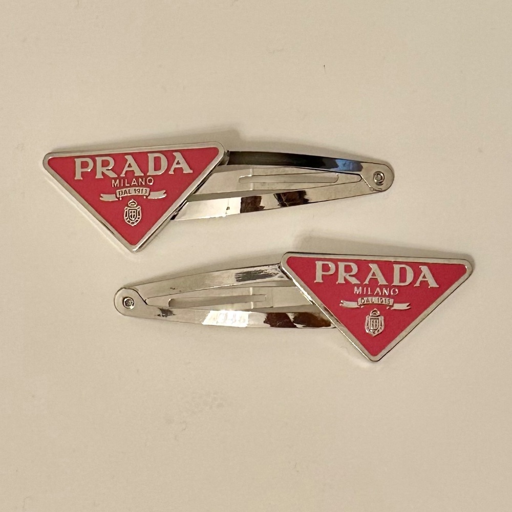 Prada Triangle Logo Hair Clip